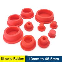 1 Buah Tutup Lubang Karet Silikon Lingkungan Merah 13Mm-48.5Mm Sumbat Segel Lubang Bundar Tutup Ujung Kosong T-type Stopper Suhu Tinggi