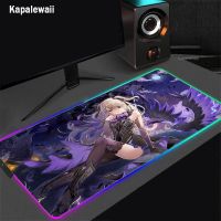 ◈☇❃ Large Mouse Pad XXL Genshin Impact RGB Keyboard Computer Desk Carpet Gaming Mat Gamer PC Desk Mat 100x55 LED Backlight Mousepad