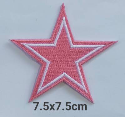 ตัวรีด-เย็บติดผ้าดาวชมพูโลโก้ปัก มีกาวสำหรับรีด ตกแต่งเสื้อผ้า Logo Embroidery patches for iron on a