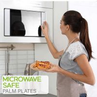 Compostable, Biodegradable, Disposable Palm Leaf Plates Sturdy, Microwave &amp; Oven Safe (40, 8 Inch Round Plates)