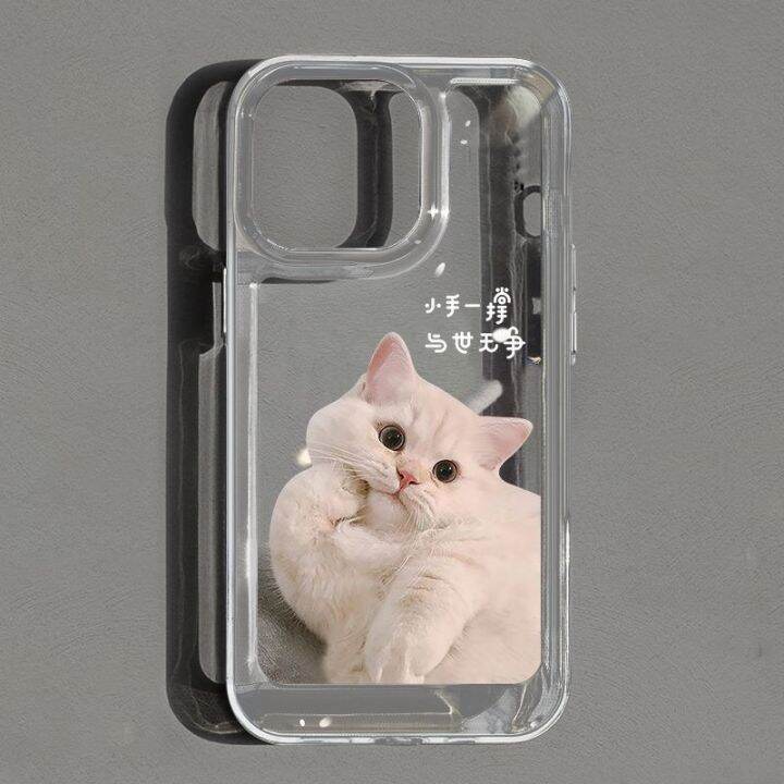 เคสโทรศัพท์มือถือแบบนิ่ม-ใส-กันกระแทก-กันรอยกล้อง-ลายแมวน่ารัก-สําหรับ-iphone-14-13-12-xs-x-xr-7-8-6-6s
