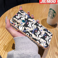 JIUMOO เคสสำหรับ Vivo Y3 Y3s เคส2020ลายการ์ตูน Happy Kuromi ใหม่กรอบสี่เหลี่ยมพื้นผิวชุบซิลิก้าเจลกันกระแทกเคสมือถือรวมเลนส์กล้องถ่ายรูปฝาครอบป้องกัน