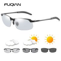 【CC】☊  FUQIAN Photochromic Sunglasses Men Metal Polarized Glasses Male Night Vision Driving Sunglass