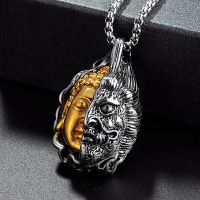 ZZOOI Noter New Arrival Devil Buddha Punk Necklace Men Boys HipHop Rock Chain Link Necklace Male Accessories Pendant Necklace Men Gift