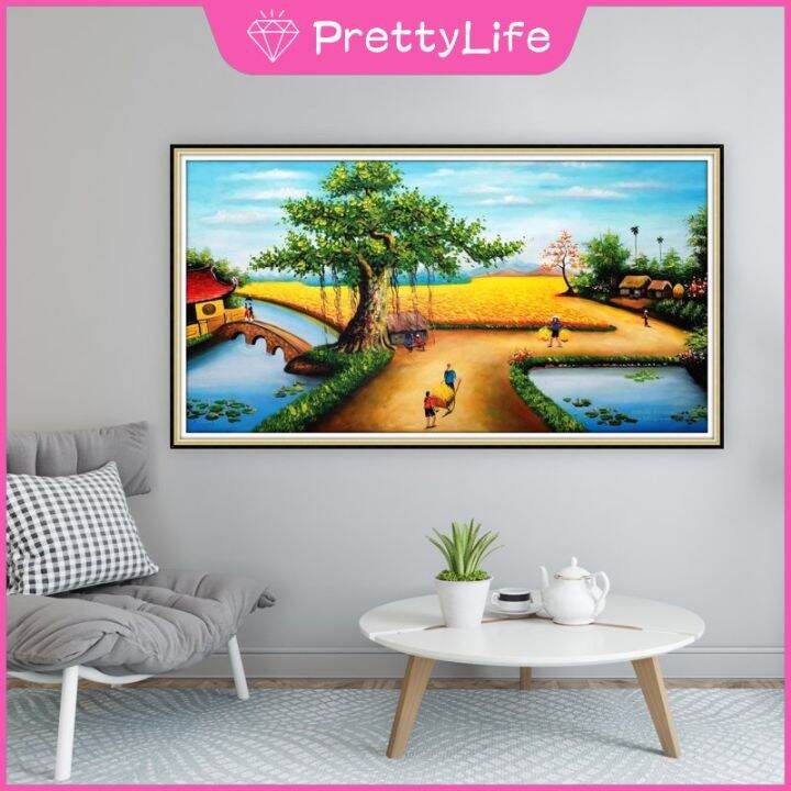 pl-village-ภูมิทัศน์5d-diy-เพชรภาพวาด90x50ซม-ขนาดใหญ่ตกแต่งบ้านเจาะเต็ม