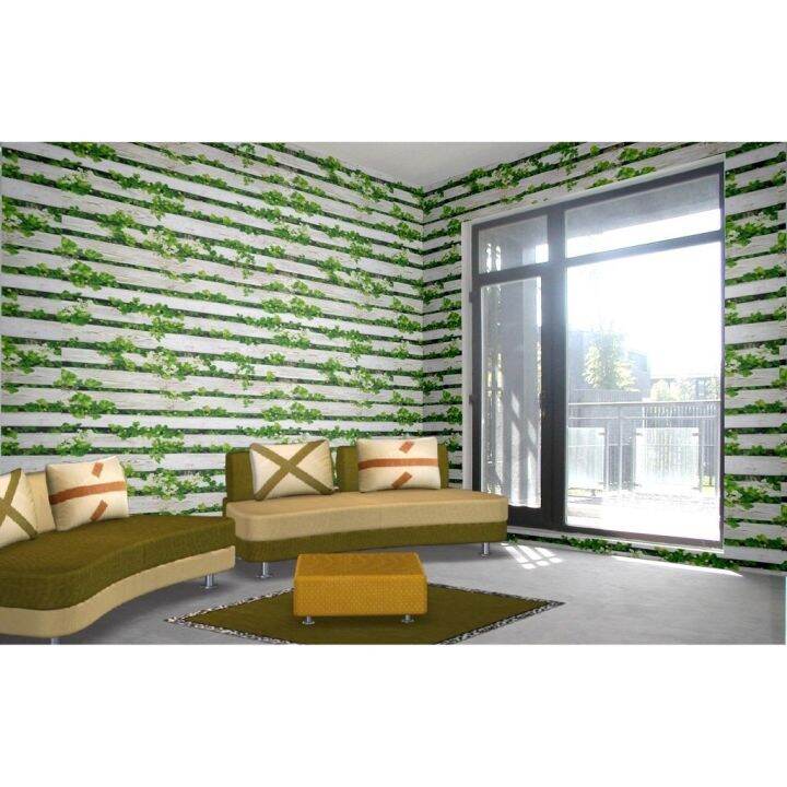 new green leaves wallpaper sticker design for wall cement waterproof