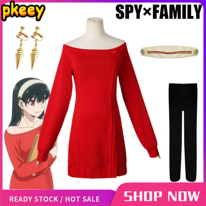 Anime SPY×FAMILY Yor Forger Cosplay Costume Everyday Red Knit Sweater ...