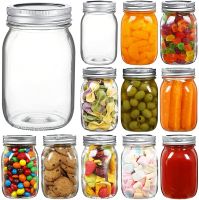 ความจุสูง Mason Jar ขวดโหลแก้ว พร้อมฝาขนาด 480ml.(12ใบ/ชุด) โหลแก้ว glass jar with screw lid 480ml