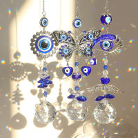 ตุรกี Devil Eye Wind Chime Blue Eye Prism Ball คริสตัล Sun Catcher จี้สะท้อนหมุน Amulet แขวน Garden Decor