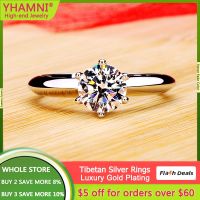 Never Fade Luxury Classic 18K White Gold Color Ring Solitaire 2 Carat Zirconia Diamant Wedding Band Women Jewelry Accessories