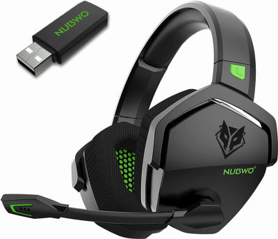 NUBWO G06 Wireless Gaming Headset with Crystal-Clear Microphone for PS5, PS4, PC, and Switch, 47-Hr Battery, Ergonomic Design (Green)