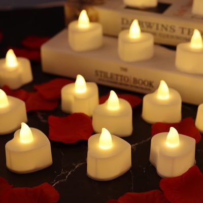 【CW】 12Pcs Small Candle Tealight Battery Operated Valentine  39;s Day Birthday Lighting