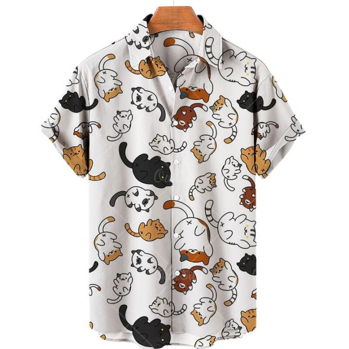 เสื้อฮาวาย-kemeja-lengan-pendek-xl-2023แฟชั่นของผู้ชายใส่ลำลองพิมพ์ลายแมวสีสันน่ารักเสื้อฮาวายสีสันสดใสเสื้อ5xl-5xl-ana-hombre-สินค้าตามสั่ง