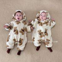 Winter Infant Boys Jumpsuit Newborn Girls Cute Bear Plus Velvet Thickening Romper Kids Girls Cotton Coat Rompers