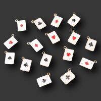 【YF】♀ஐ  20pcs Enamel Four Colors Playing CardxA xPendant Pop Earrings Accessories Charms Jewelry Crafts Making 14x11mm