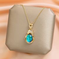 [COD] 2022 new temperature-sensitive stone color-changing colorful gemstone pendant titanium steel necklace female niche high-end clavicle chain wholesale