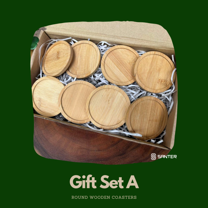 Wooden Coaster Gift Set Lazada