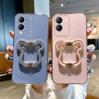 เคสแบบนิ่ม Vivo Y17s คลาสสิกหรูหรา2023ดีไซน์งานฝีมือขอบตรงที่ใส่หมีน่ารักเคสโทรศัพท์แบบนิ่มเคสโทรศัพท์ Vivo เคสครอบโทรศัพท์ยึด Y17s