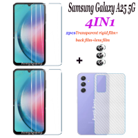(4in1) Samsung Galaxy A25 5G A23 A24 5G A54 A34 5G A53 5G พร้อม2หน้าจอนิรภัยโปร่งใสฟิล์มแก้ว + ฟิล์มด้านหลัง + ฟิล์มเลนส์