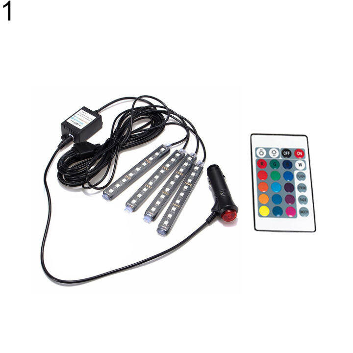 4แถบ RGB Multicolor ภายในรถ LED ชั้น Light APP/Remote โคมไฟดักแมลง Lazada.co.th