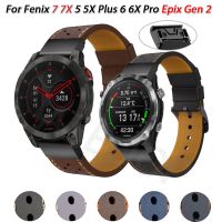 【CW】 22mm 26mm Quickfit Smart Watch Straps For Garmin Fenix 7 7X 6 6X Pro 5X 5 Plus 3HR 935 945 Enduro Genuine Leather Band Wristband