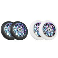 2 Pcs Scooter Accessories 110mm Scooter Wheels Colorful Pu Wheels Thick Stunt Car Wheels with Bearings