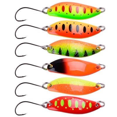 【hot】▼ 5/6PCS/Lot Pesca Bait 3.5g 5g 40mm Metal Fishing With Hard Lures Spinner Trout Perch