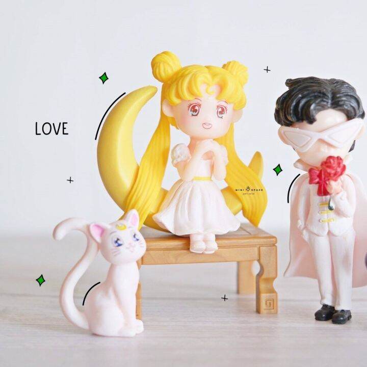 ms5066-sailor-moon-ชายหญิงกับแมว-2-สี-ตุ๊กตาจิ๋วแต่งสวน-ชุด-4-แบบ