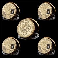 5Pcs US 101st Airborne Division Screaming Eagle Gold Challenge Commemorative Coin Collection With Protective Capsule