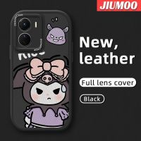 เคส JIUMOO สำหรับ VIVO Y16 Y35 5G Y56 5G เคสลายการ์ตูนน่ารัก Bowknot Kuromi ดีไซน์ใหม่แฟชั่นหนังกันกระแทกเคสโทรศัพท์ซิลิโคนนิ่มลายเลนส์เต็มรูปแบบเคสป้องกันกล้อง