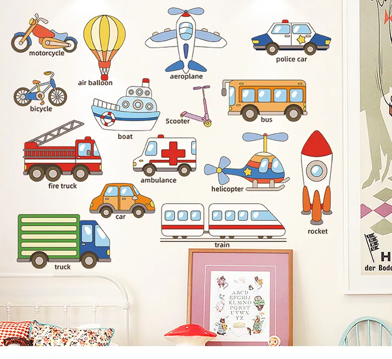 3D creative cartoon car wall stickers self-adhesive children's room baby  room wall decoration wallpaper | Lazada PH
