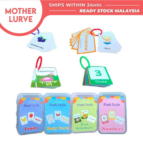 Portable Reading Flash Cards Kid Preschool Toddlers Early Learning Sight Words Flash Cards Box