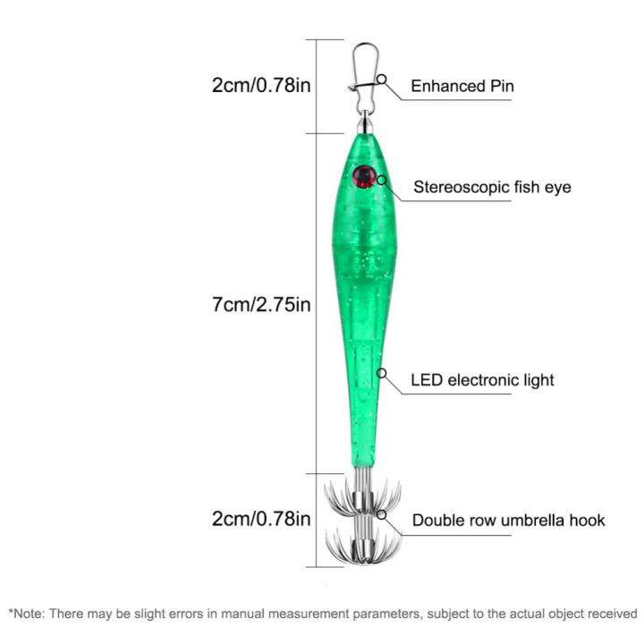 เหยื่อตกปลาหมึกเคลื่อนที่ไปมากลางคืนล่อตกปลากันน้ำตะขอปลาหมึก-led-3d-จำลองปลาหมึกปลาหมึกสำหรับน้ำเค็มน้ำจืด