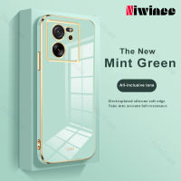 NIWINEE ฝาหลังป้องกันการกระแทกแบบนิ่มสำหรับ Xiaomi Mi 13T/13T Pro,เคสมือถือชุบโลหะขอบแฟชั่นสำหรับผู้หญิง