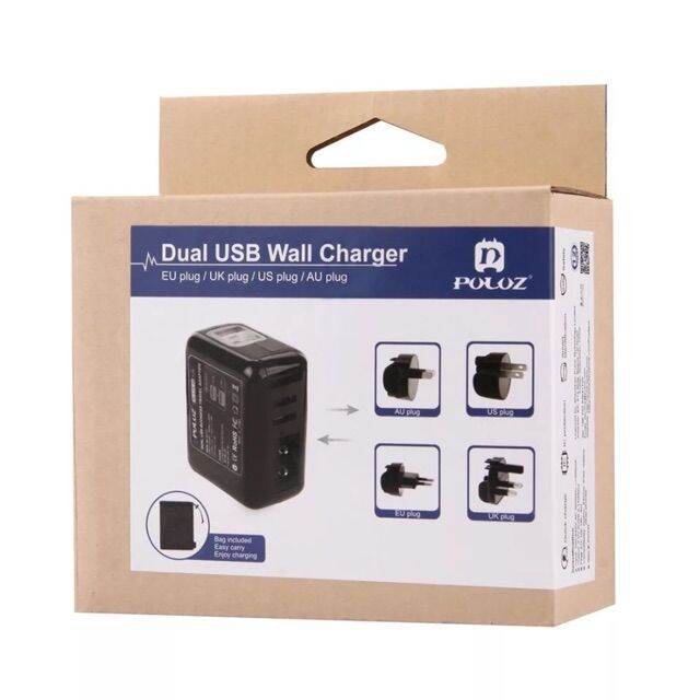 puluz-battery-charger-set-for-gopro-phone-2-ports-usb-5v-2-1a-2-1a-charger-removable-uk-eu-us-au-plug-travel-power-adapter