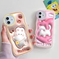 เคส3D แบนดีไซน์ใหม่สำหรับ Huawei Nova 3i 3 4E 5T Y90 Mate 20 Pro 30 Pro P20 P30 Pro P30 Lite Honor View 20แมวการ์ตูนน่ารักฝาครอบด้านหลังกันกระแทก TPU ทรงคลื่นกระต่าย