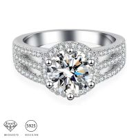 925เงิน Moissanite 3แหวนกะรัตความรู้สึกการออกแบบสำหรับแฟนข้อเสนอแต่งงานวันเกิด