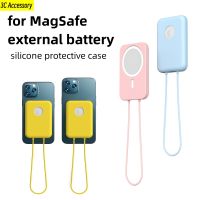 for Apple iPhone 13 12 Magsafe External Battery Magnetic Wireless Charger Silicone Case Solid Color Protective Cover for Magsafe