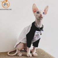 ZZOOI Cat Clothes Sphinx Deven Cat Shirt Casual 100% Cotton Baseball T-shirt Trendy Base Shirt Autumn Summer