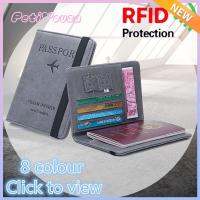 PETIYOUZA มัลติฟังก์ชั่น บางเฉียบ หนัง ผู้ถือบัตรเครดิต กระเป๋าสตางค์ RFID กระเป๋าหนังสือเดินทาง ผู้ถือหนังสือเดินทาง กระเป๋าเดินทาง