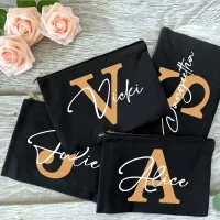 Personalized with Name Custom Initial Toiletry Storage Makeup Bridesmaid Birthday for Mom Friend