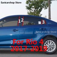 สติกเกอร์ตกแต่งหน้าต่างพีซีคอลัมน์กลางรถยนต์สำหรับ Kia Rio 4 2017 2018 2019อุปกรณ์ตกแต่งขอบสติกเกอร์แถบสีดำเสา B C