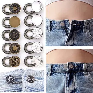 1/5/10/20pcs Metal Button Extender For Pants Jeans Free Sewing Adjustable  Retractable Waist Extenders Button Waistband Expanders