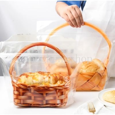 Portable Basket Pattern Toast Bread Ziplock Bag Cake Cookie Pastry Bags Reusable Baked Food Packaging Seal Standup Bag