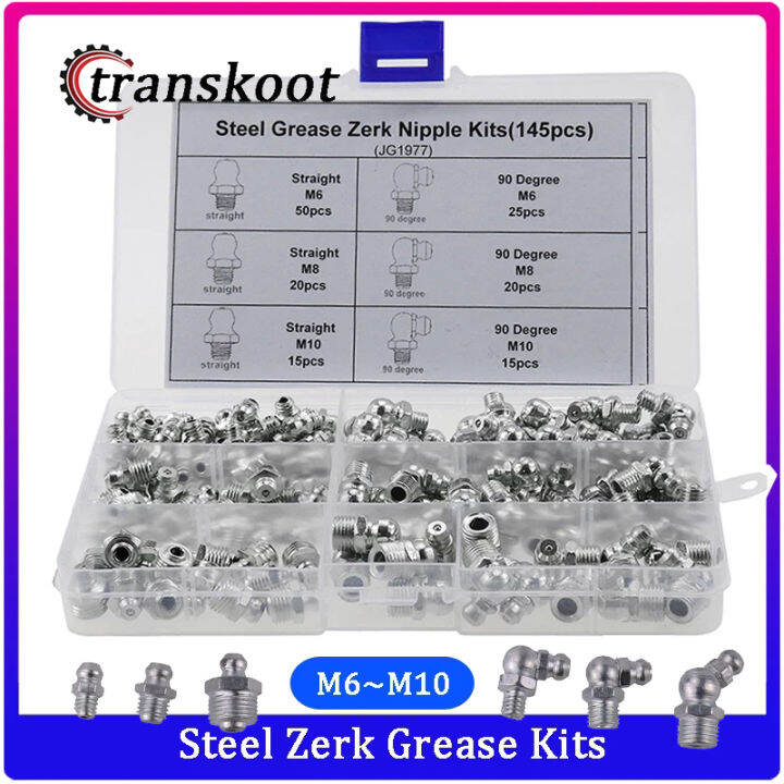 145pcs 90 Degree and Straight Type M6 M8 M10 Metric Size Hydraulic Zerk