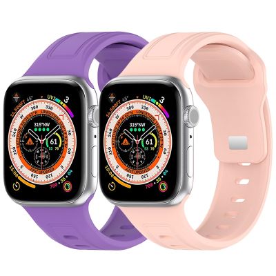 Gelang silikon untuk iWatch Seri 6 5 4 3 2 1 gelang silikon untuk jam tangan Apple Strap 8Ultra 7 SE 49mm 45 44 40 41 42mm Aksesori