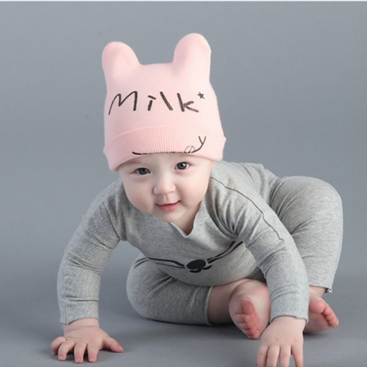junyehเด็กหมวกผ้าฝ้าย0-12เดือนนมถักไหมพรมฤดูใบไม้ร่วงฤดูหนาวหมวกสำหรับทารกแรกเกิด