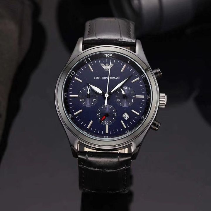 เดิม-armani-นาฬิกาผู้ชายที่มีคุณภาพสูงผู้ชายควอตซ์นาฬิกาหนังสีน้ำตาลสายนาฬิกาข้อมือสำหรับผู้ชายแฟชั่นสบายๆสไตล์