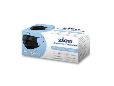 ZION หน้ากากสีดำหนา 3 ชั้น ยกกล่อง 50 ชิ้น