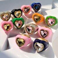 【CC】 New Multicolor Heart-Shaped Drop Rings for Jewelry HUANZHI 2022